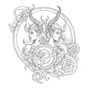 Capricorn and Gemini zodiac sign tattoo design idea