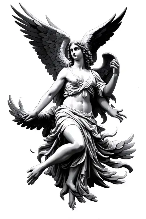 Heaven earth angels Greek tattoo design idea