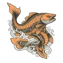 salmon swimming tattoo design idea