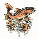 salmon swimming tattoo design idea