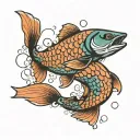 salmon swimming tattoo design idea