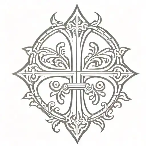 half of a fleur-de-lis with the other half the Jerusalem cross tattoo design idea