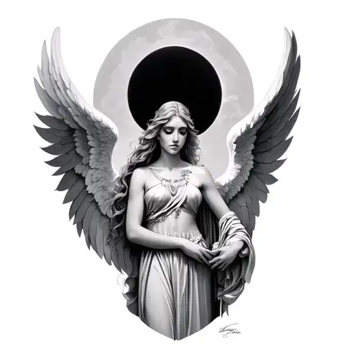 angel uriel sleeve and combine tattoo design idea
