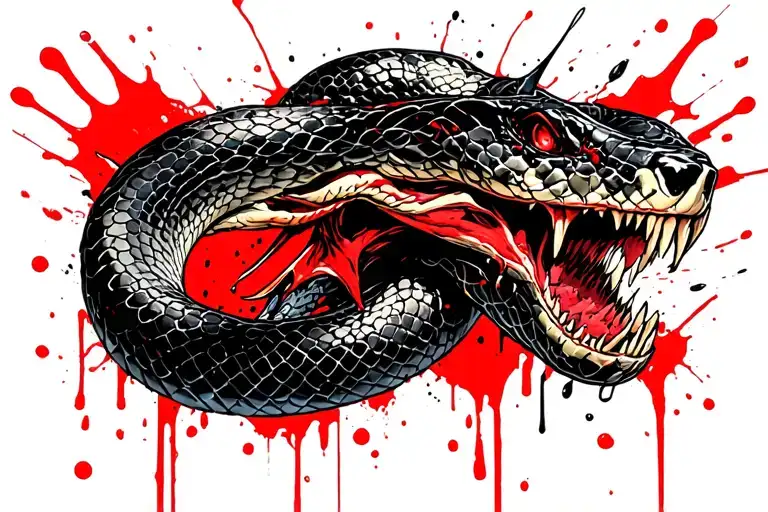 evil snake choking  my neck biting with agression and violence  tattoo design idea