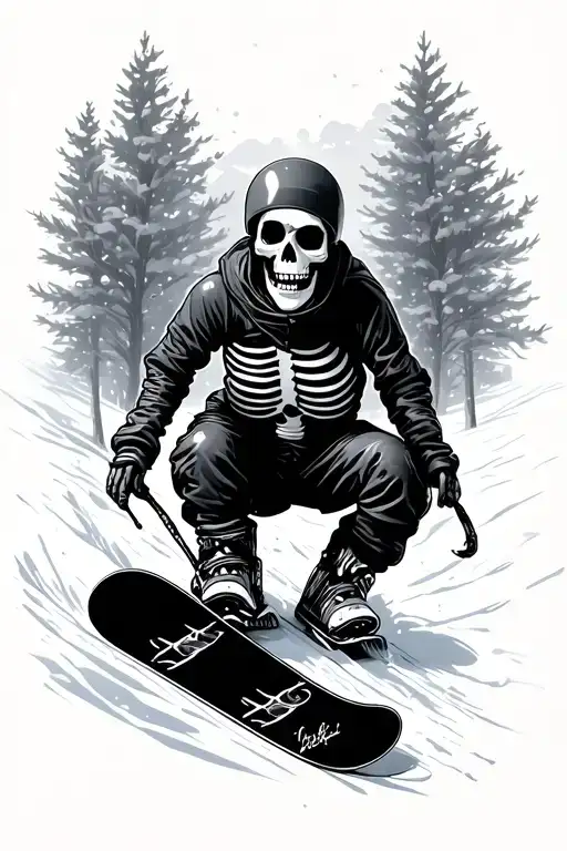 Skeleton Snowboarding tattoo design idea