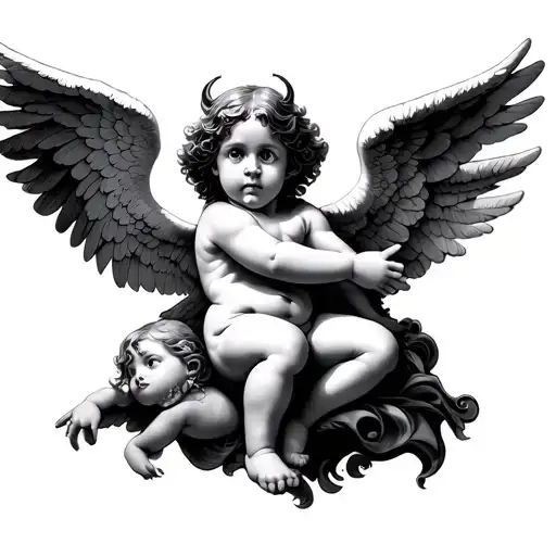 3 cherub angel 1 is angel 1 is devil 1 is fallen/dark angel tattoo design idea