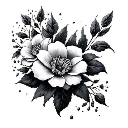 black widow marvel + flowers tattoo design idea