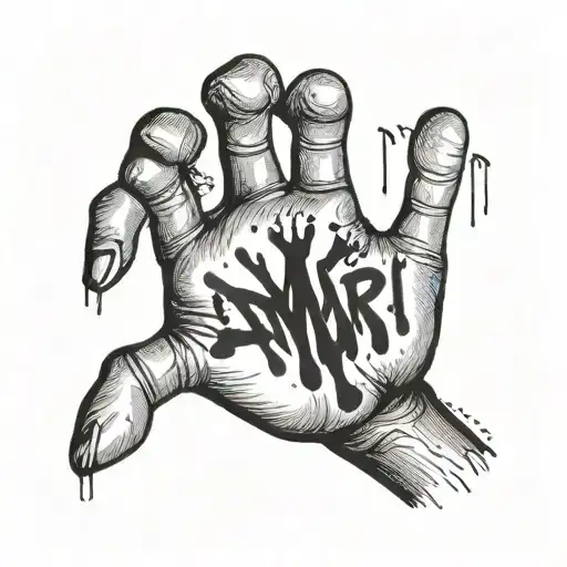 childs hand print with the name Amari tattoo design idea