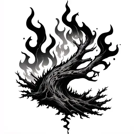seronity with burning forest tattoo idea tattoo design idea