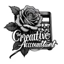 "That Creative Accountant" rose intertwined with abacus tattoo design idea