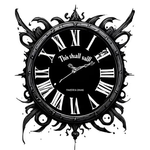 "This too shall pass" very simple roman clock face with no heavy black shading tattoo design idea