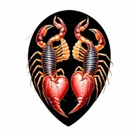 two scorpions with heart tattoo design idea