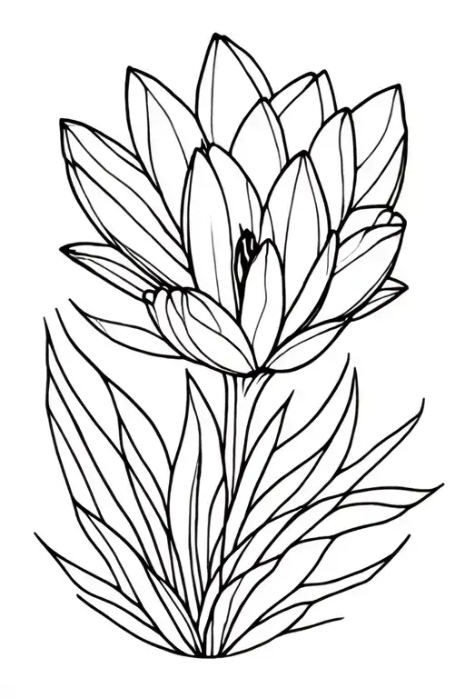 geometric crocus flower tattoo design idea