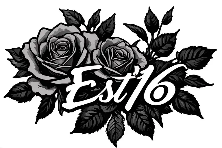 "Est '96" roses blooming tattoo design idea