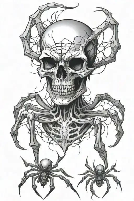skull and spider goth tattoo design idea