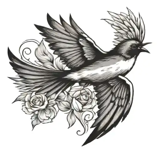 swallow flying tattoo design idea