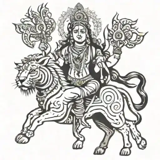 Durga maa with lord shiva tattoo design idea