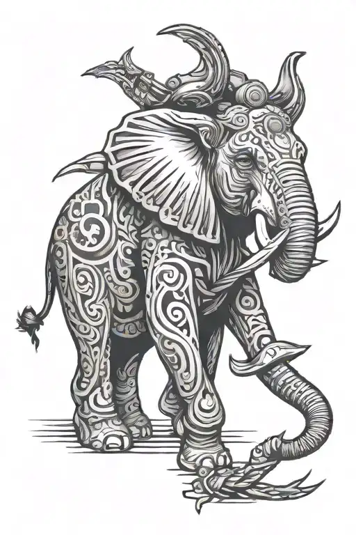 elephant special forces dagger piercing tattoo design idea