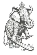 elephant special forces dagger piercing tattoo design idea