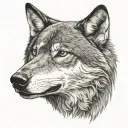 Half a crow's head, half a wolf's head tattoo design idea
