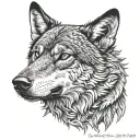 Half a crow's head, half a wolf's head tattoo design idea