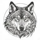 Half a crow's head, half a wolf's head tattoo design idea