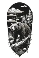 bear with beaver teeth and beaver tail  tattoo design idea