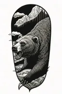bear with beaver teeth and beaver tail  tattoo design idea