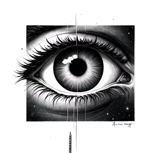 Astro Eye Portal – A surreal eye with a rollercoaster coming out of the pupil, referencing Astroworld and his mind-bendi tattoo design idea