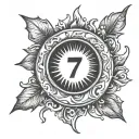 number seven draw a sunshine tattoo design idea