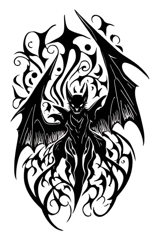 bat with wings tattoo design idea