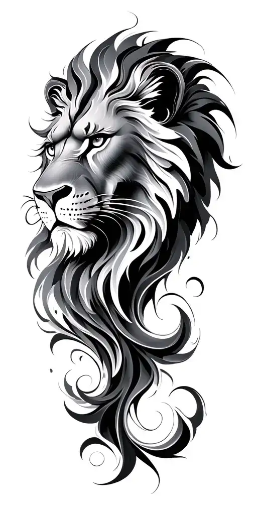 lion face fractal pattern tattoo design idea