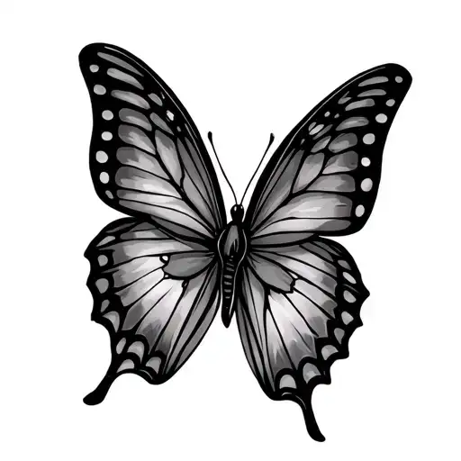 small butterflly with a trail leading to a bigger butterfly tattoo design idea