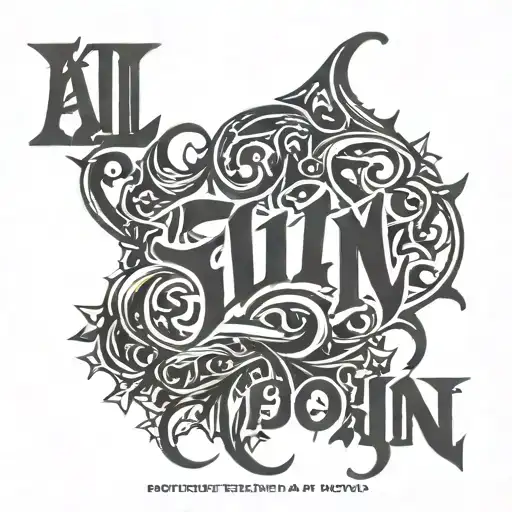 Gothic font tattoo with the content "ALL IN" tattoo design idea