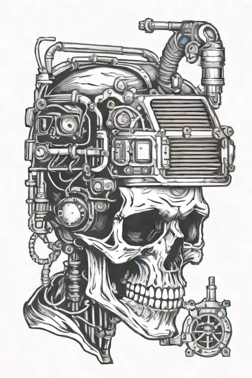 skull welder working tattoo design idea