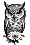 owl and gerbera tattoo design idea