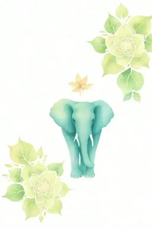elephant head Mandela design with lotus flower and lotus leaves tattoo design idea