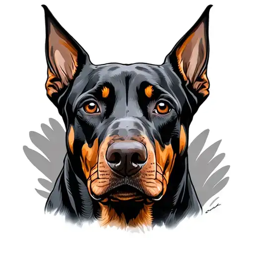 Doberman line art tattoo design idea