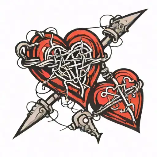 Barb wire heart tattoo design idea