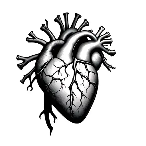 anatomical heart with kintsugi style tattoo design idea