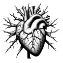 anatomical heart with kintsugi style tattoo design idea