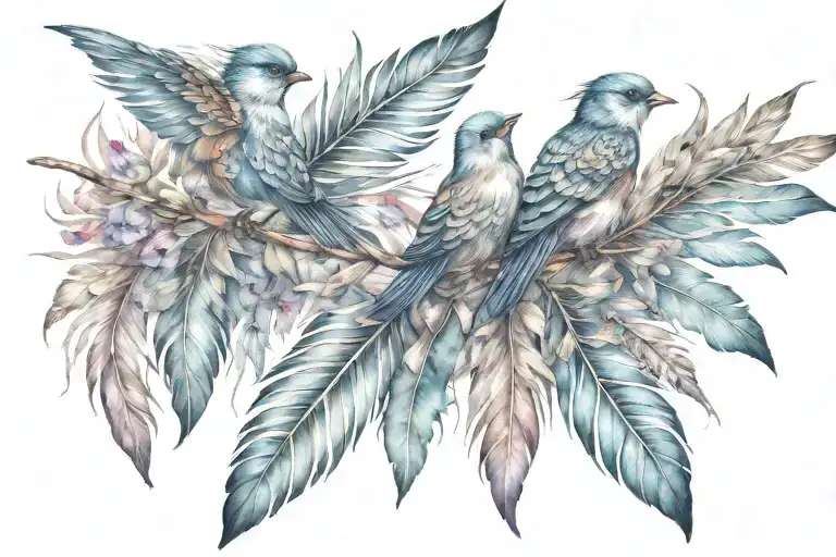 Feathers turning into Birds tattoo design idea