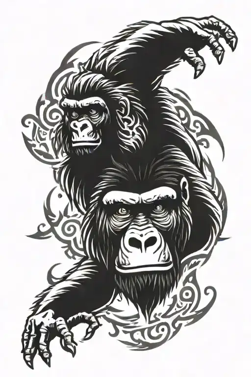 tribal gorilla face tattoo design idea