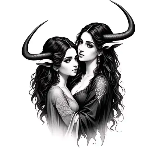 Taurus And Virgo maiden holding tattoo design idea