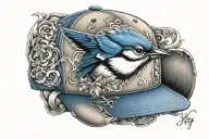 Baseball hat with Toronto blue jays logo incorporated tattoo design idea