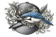 Baseball hat with Toronto blue jays logo incorporated tattoo design idea