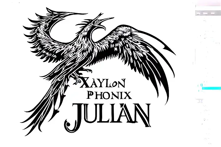 "Xaylon Phoenix Julian " son tattoo design idea