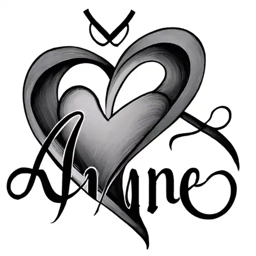 "Anne" heart, infinity sign tattoo design idea