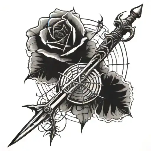 spider web,rose,sword,natural,original,different tattoo design idea