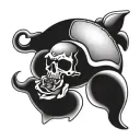 skull brass knuckles rose turtle swimming tattoo design idea